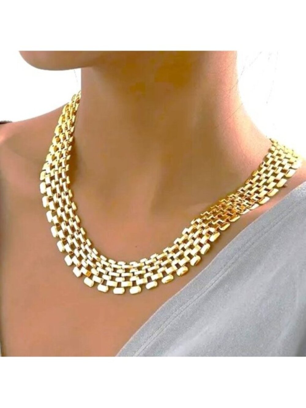 Choker Collar Necklace Gold Bold Glam Elegant Goddess Stylish Trendy Statement